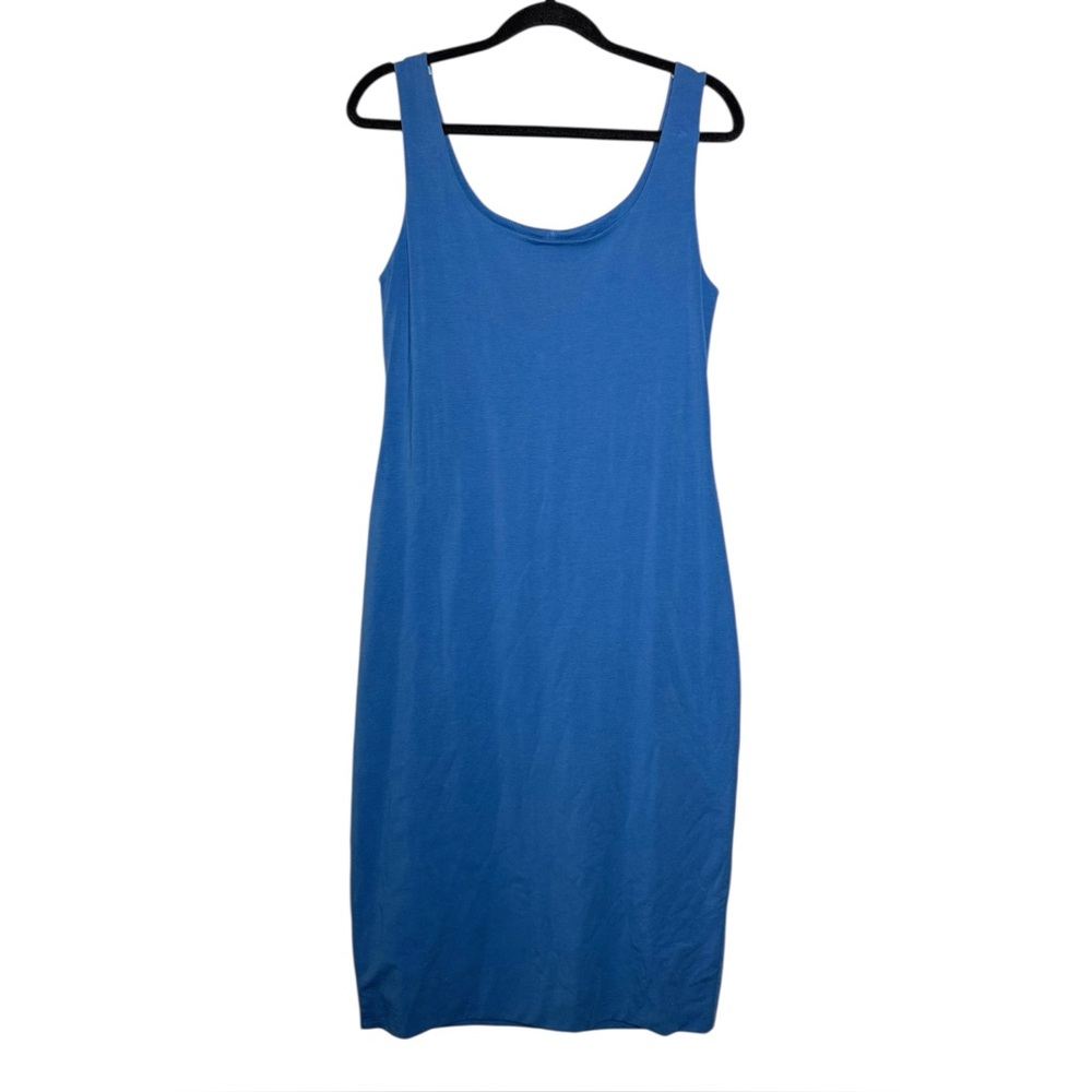 Peruvian Connection Blue Pima Cotton Stretch Knee Length Tank Dress - Small